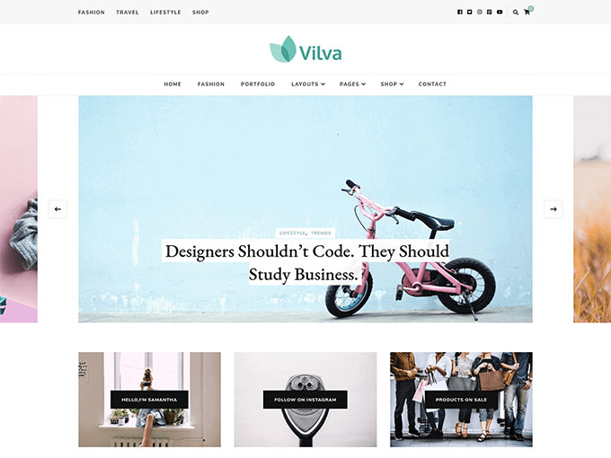Vilva free WordPress blog theme