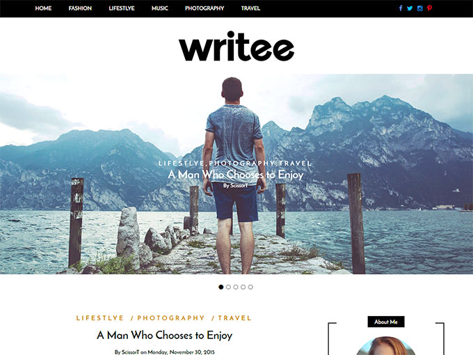 Writee free WordPress blogging theme