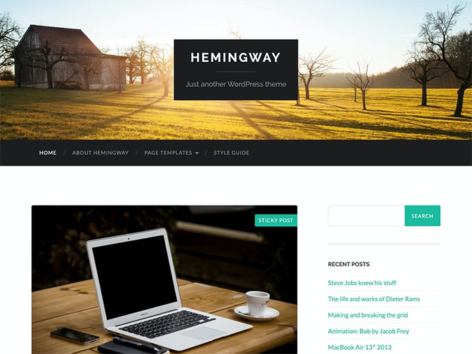 Hemingway free WordPress blog theme