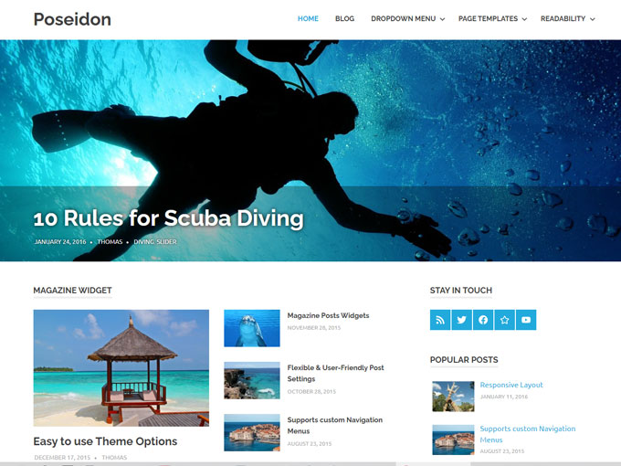 Poseidon modern WordPress blog theme