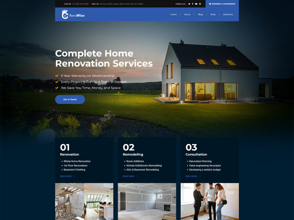 RenoWise - Construction Renovation Company WordPress Theme