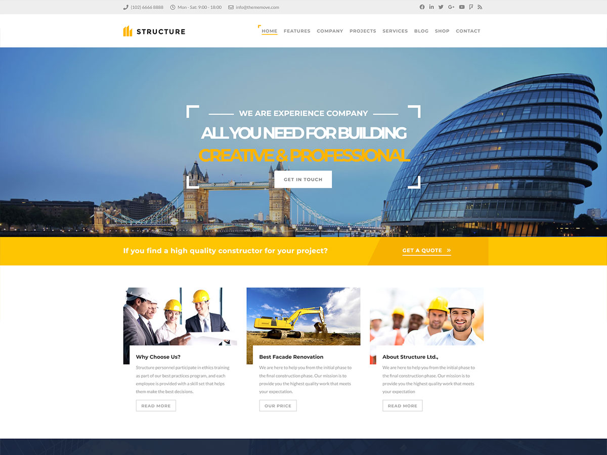 18 Best Construction Company WordPress Themes in 2026 (Free and Premium)