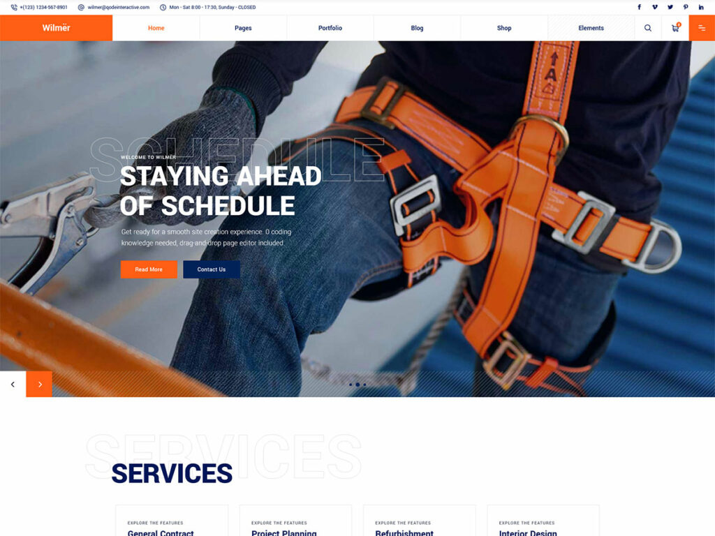 Wilmer - One of the Best Construction Company WordPress Themes
